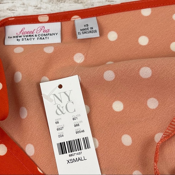New York & Company Orange Polkadot Bow Back Top - Picture 11 of 11